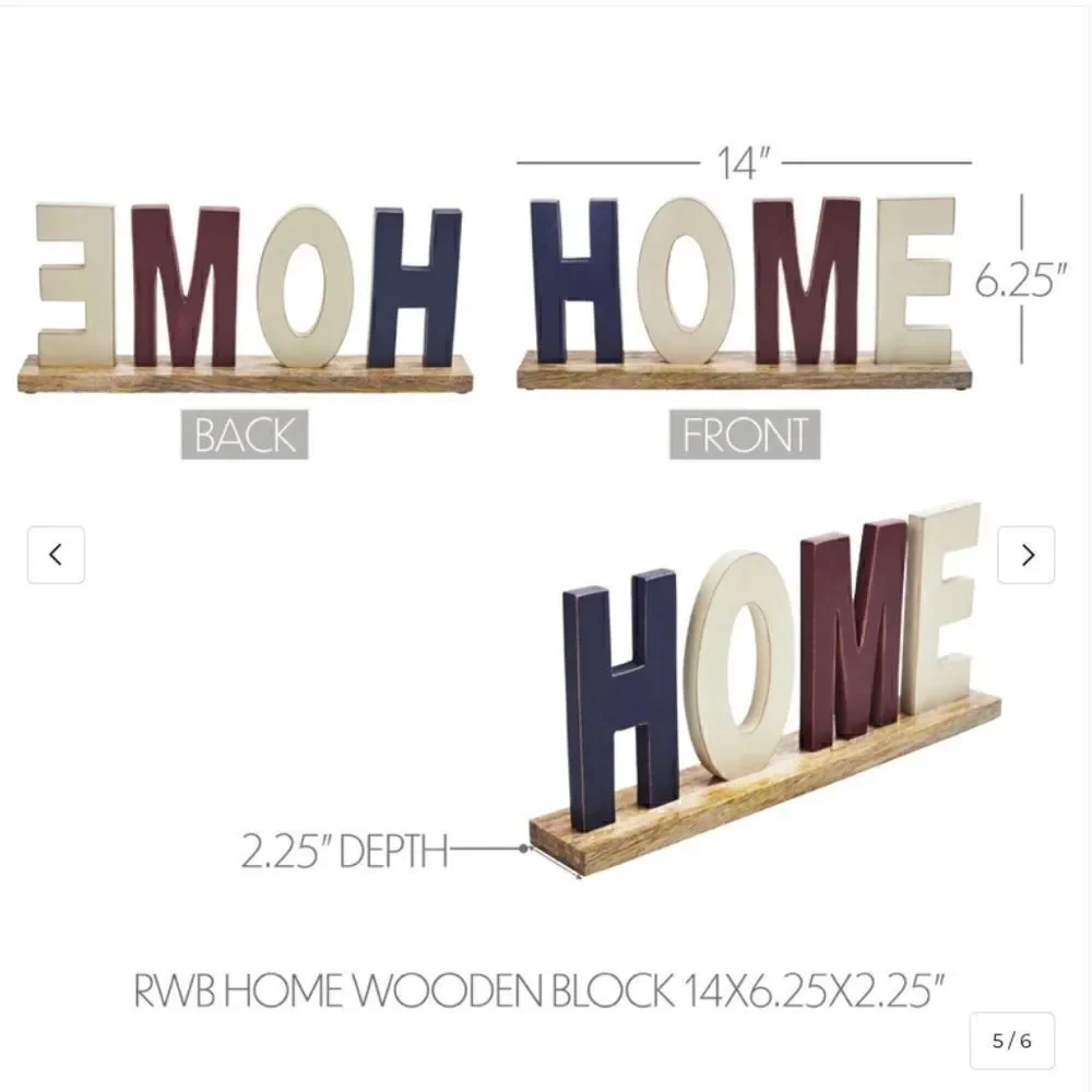 Farmhouse Americana Wood HOME Wooden Block Shelf Sitter Centerpiece Table